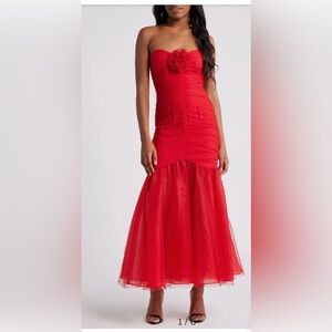 SAYLOR Strapless Red Gown